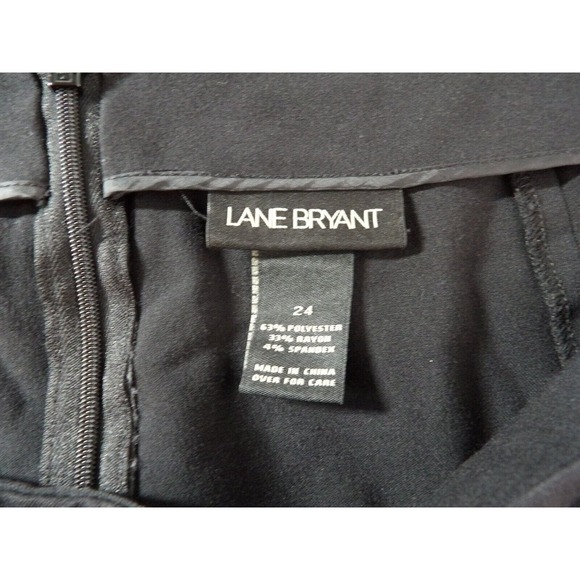 Lane Bryant Midi Skirt Sz 24 Fit N Flare Black Career Office Zip Back Basic Core - Picture 6 of 14